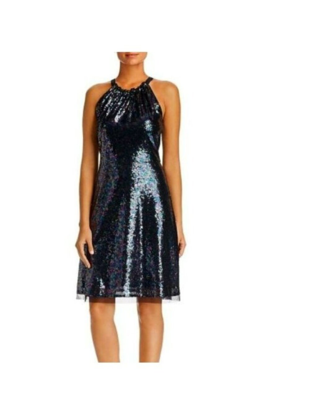 LE GALI ROXANNE SEQUINED SLEEVELESS HALTER DRESS, NWT